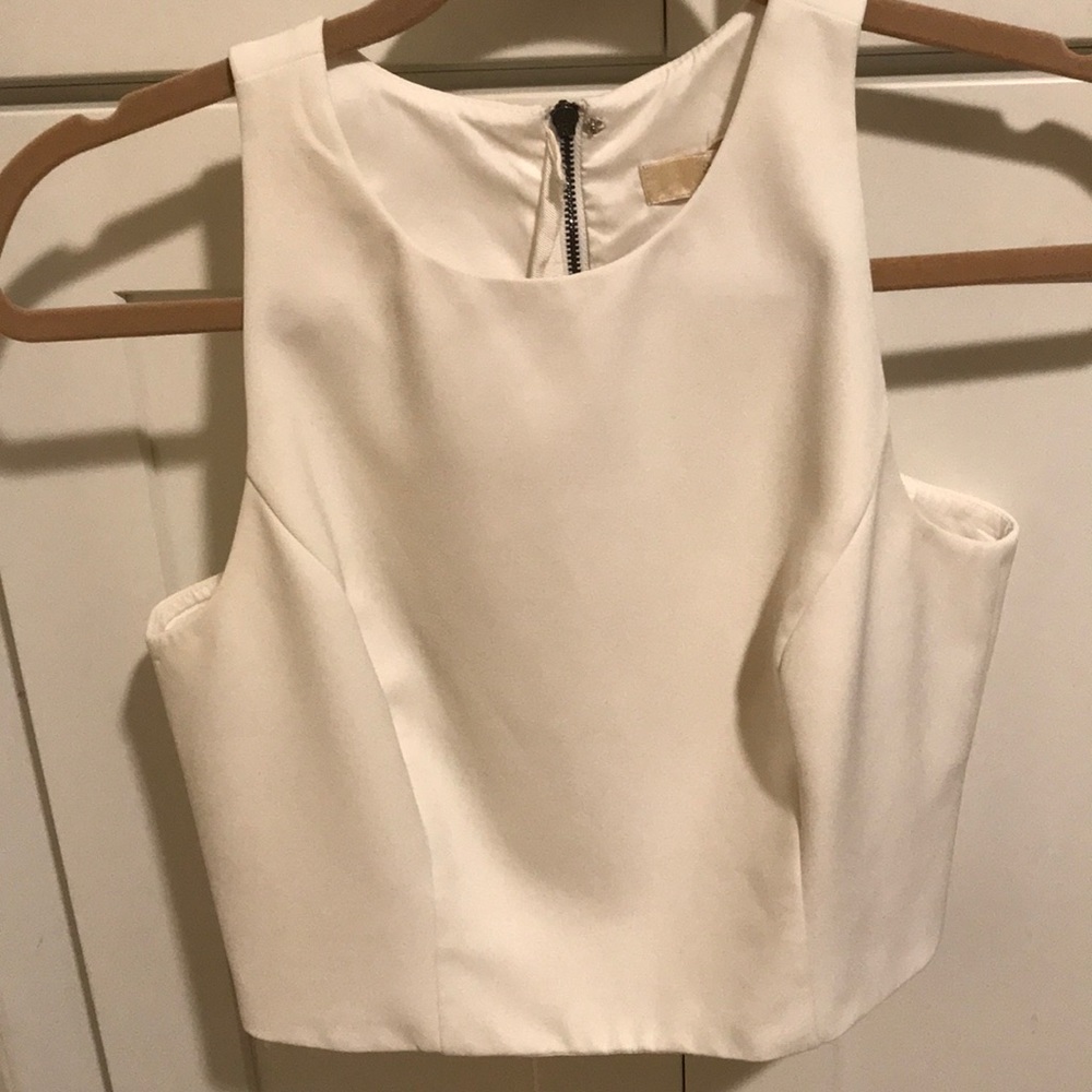 Aidan by Aidan Mattox Sleeveless Crop Top in Ivory